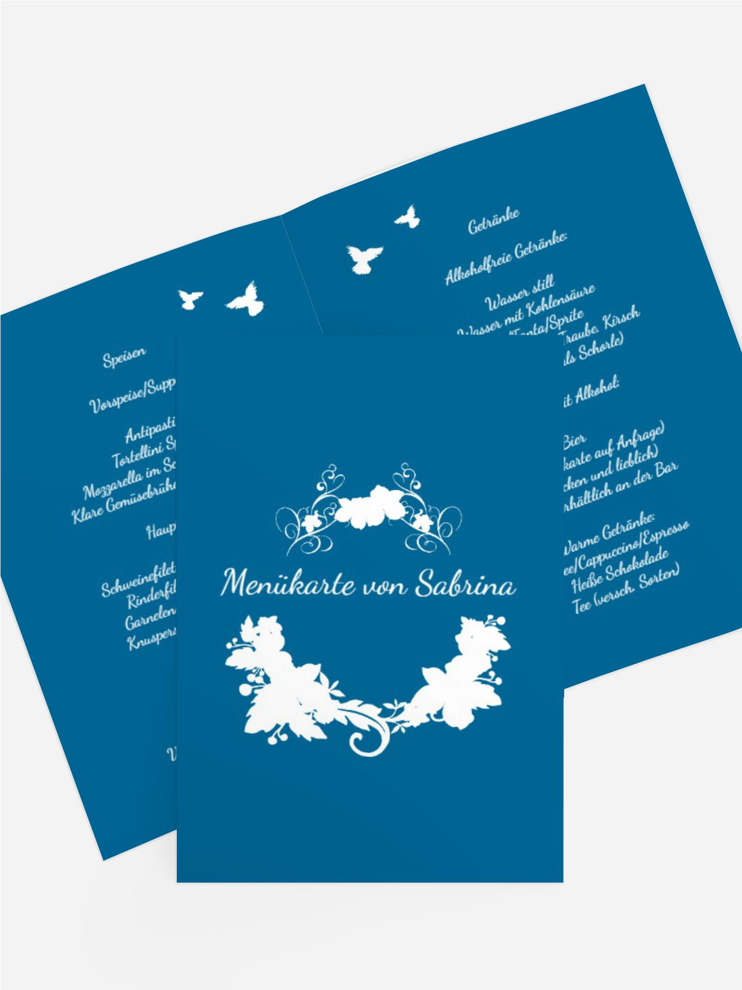 Kommunion Menuekarte Vogel