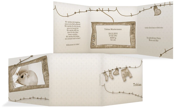 Geburtskarte Wäscheleine Geburtskarte Wäscheleine