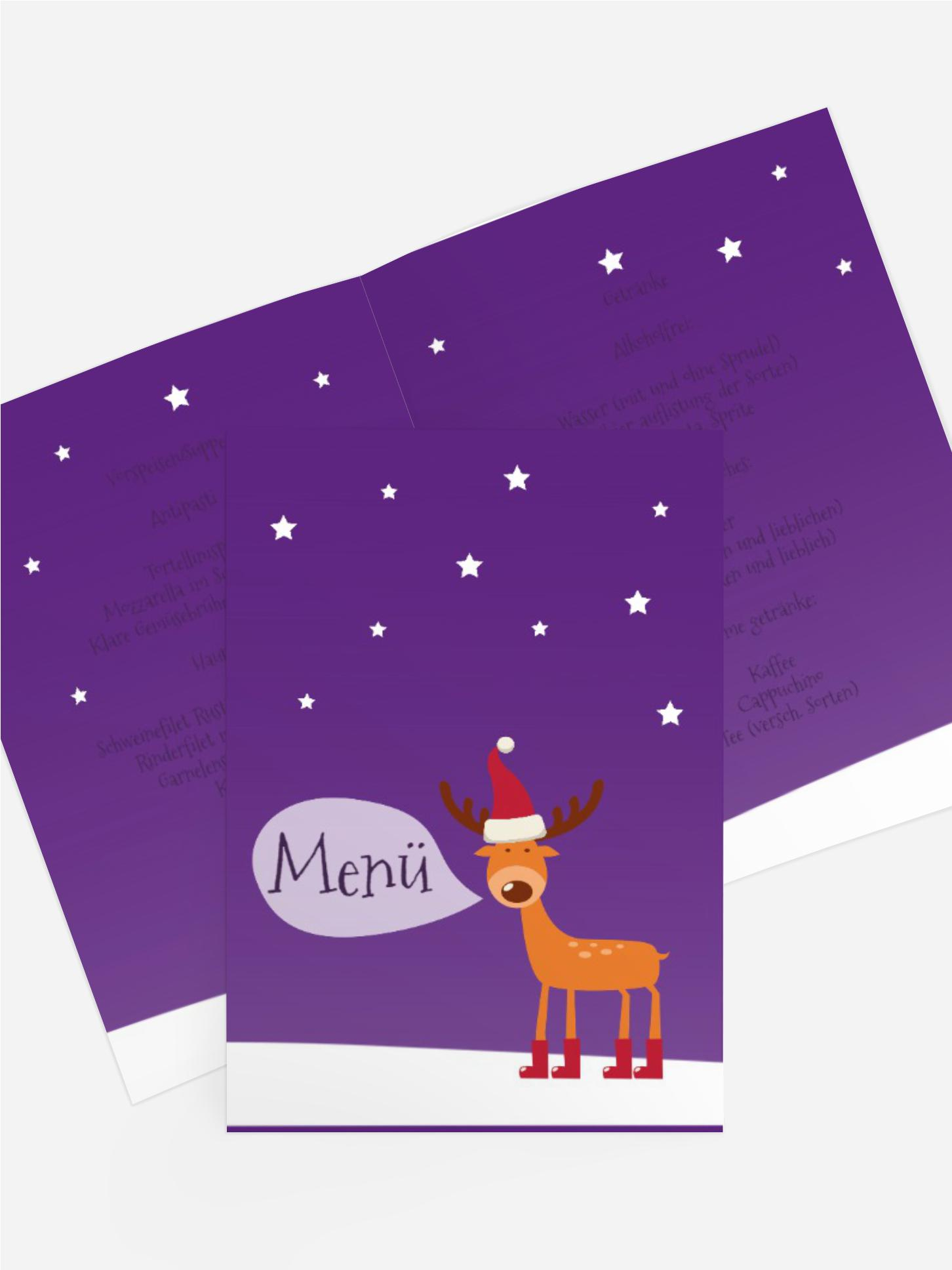 Weihnachtsmenükarte Rentier