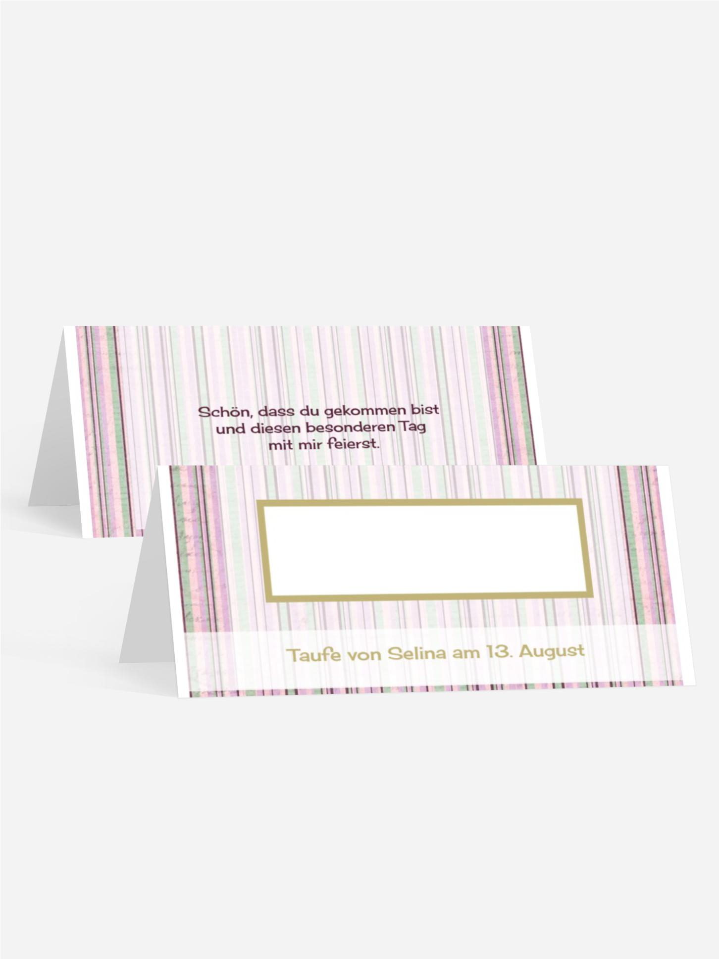 Taufe Tischkarte zarter Farbklang