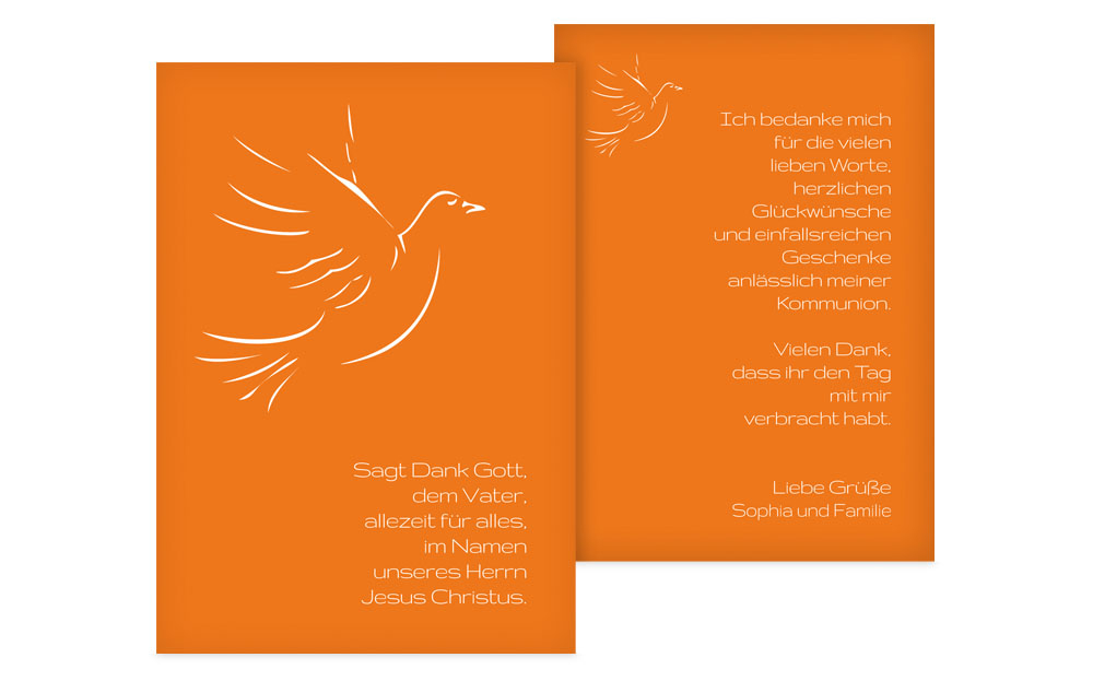 Dankeskarte Kommunion Pigeon Dankeskarte Kommunion Pigeon