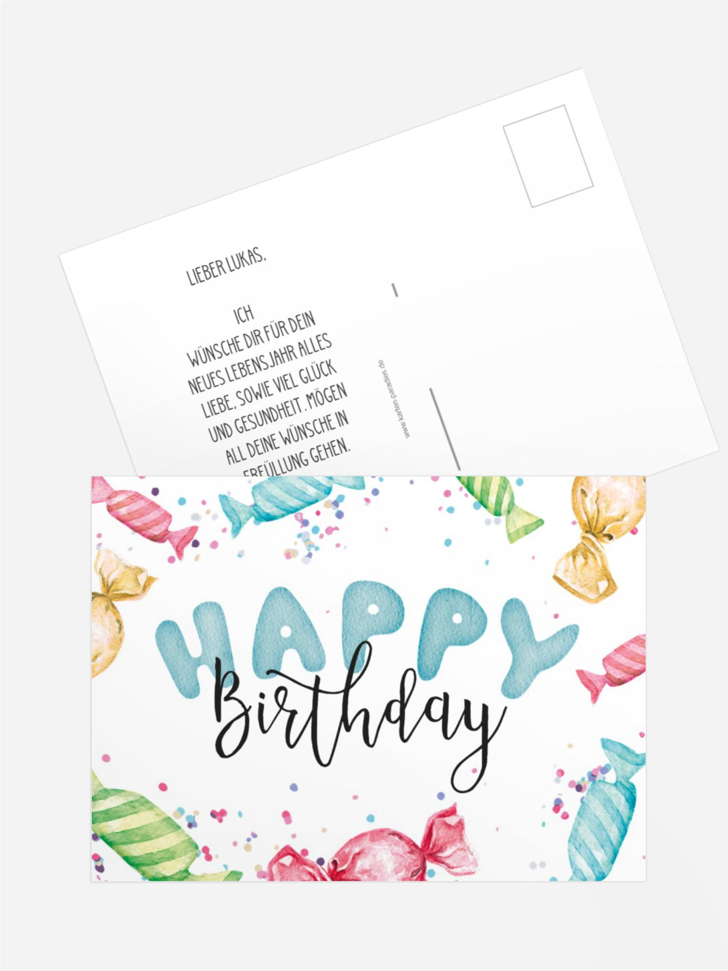 Glückwunschkarte zum Geburtstag Bonbon