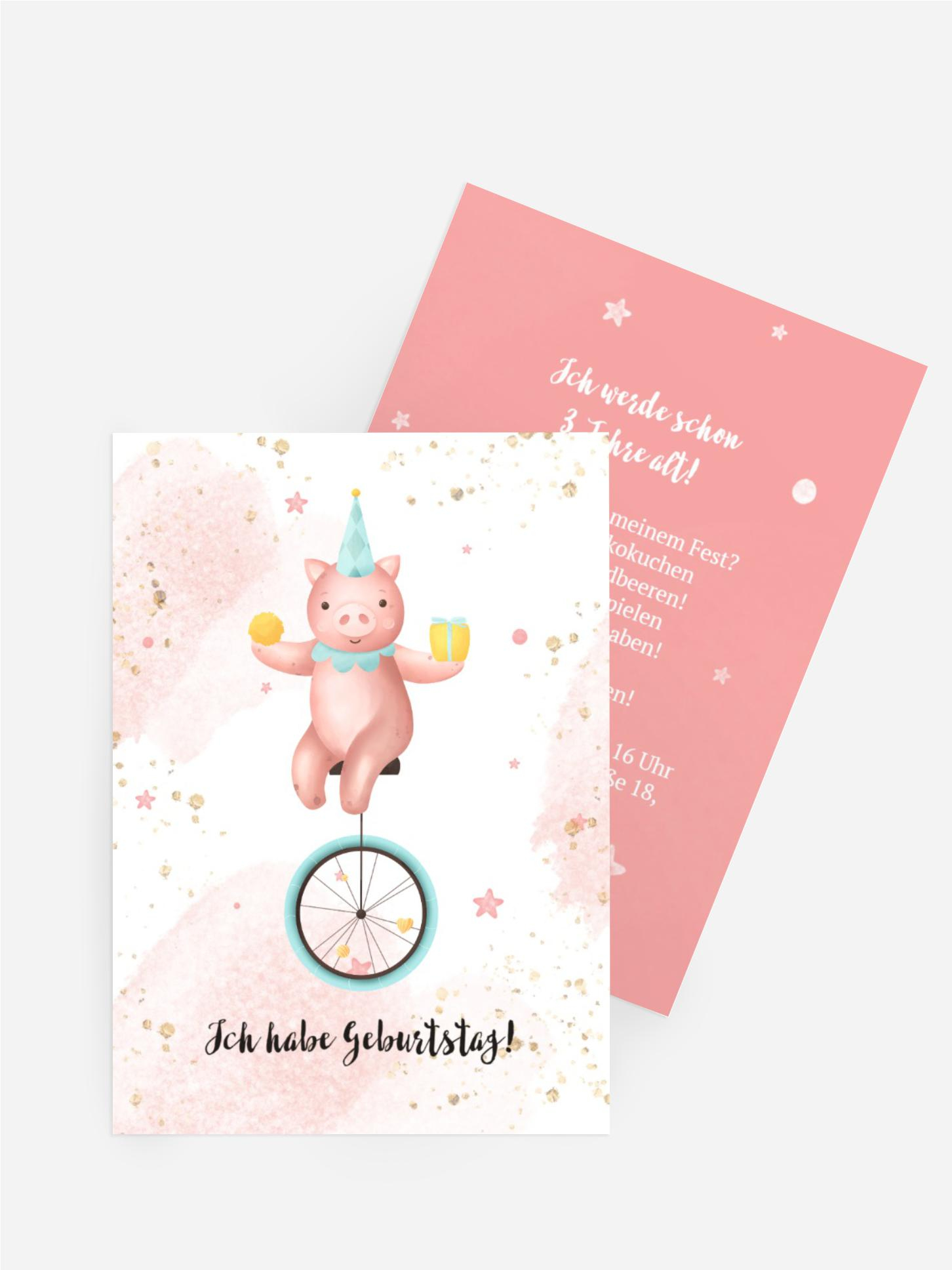 Geburtstagseinladung Zirkus-Ferkel