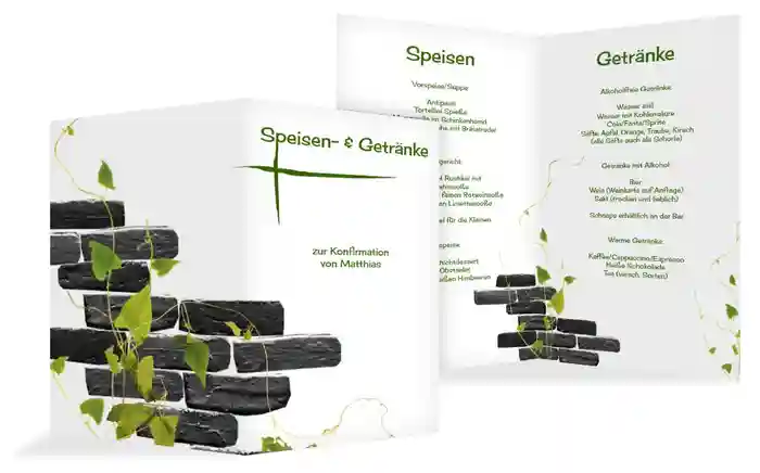 Menükarte Konfirmation Efeu