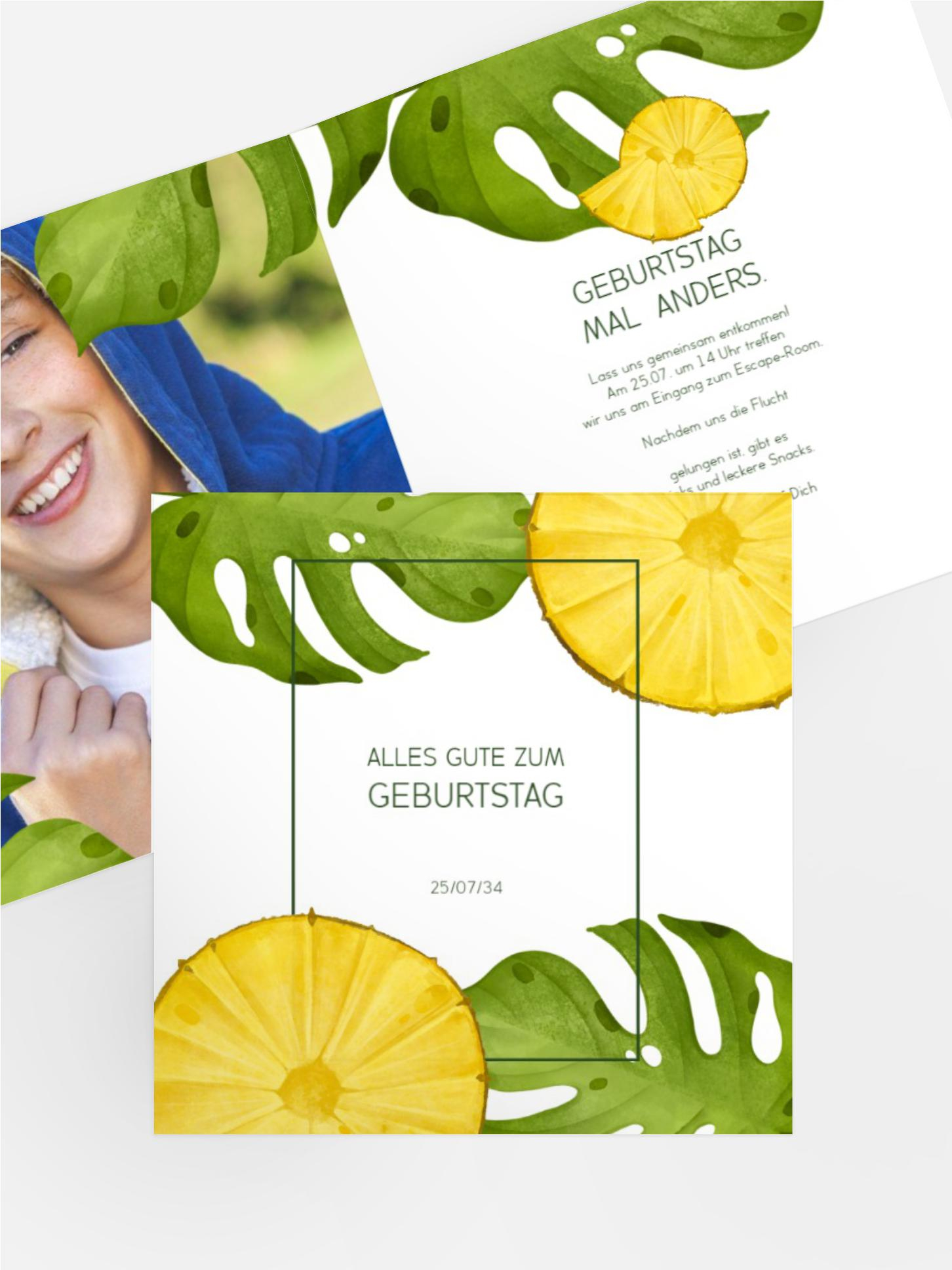 Jugendliche Geburtstagseinladung Ananas Paradies