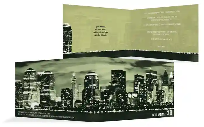 Einladungskarte zum Geburtstag Skyline 30