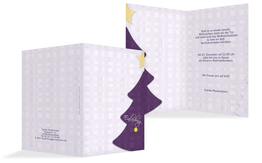 Einladungskarte zu Weihnachten Privat Holzkaro Einladungskarte zu Weihnachten Privat Holzkaro