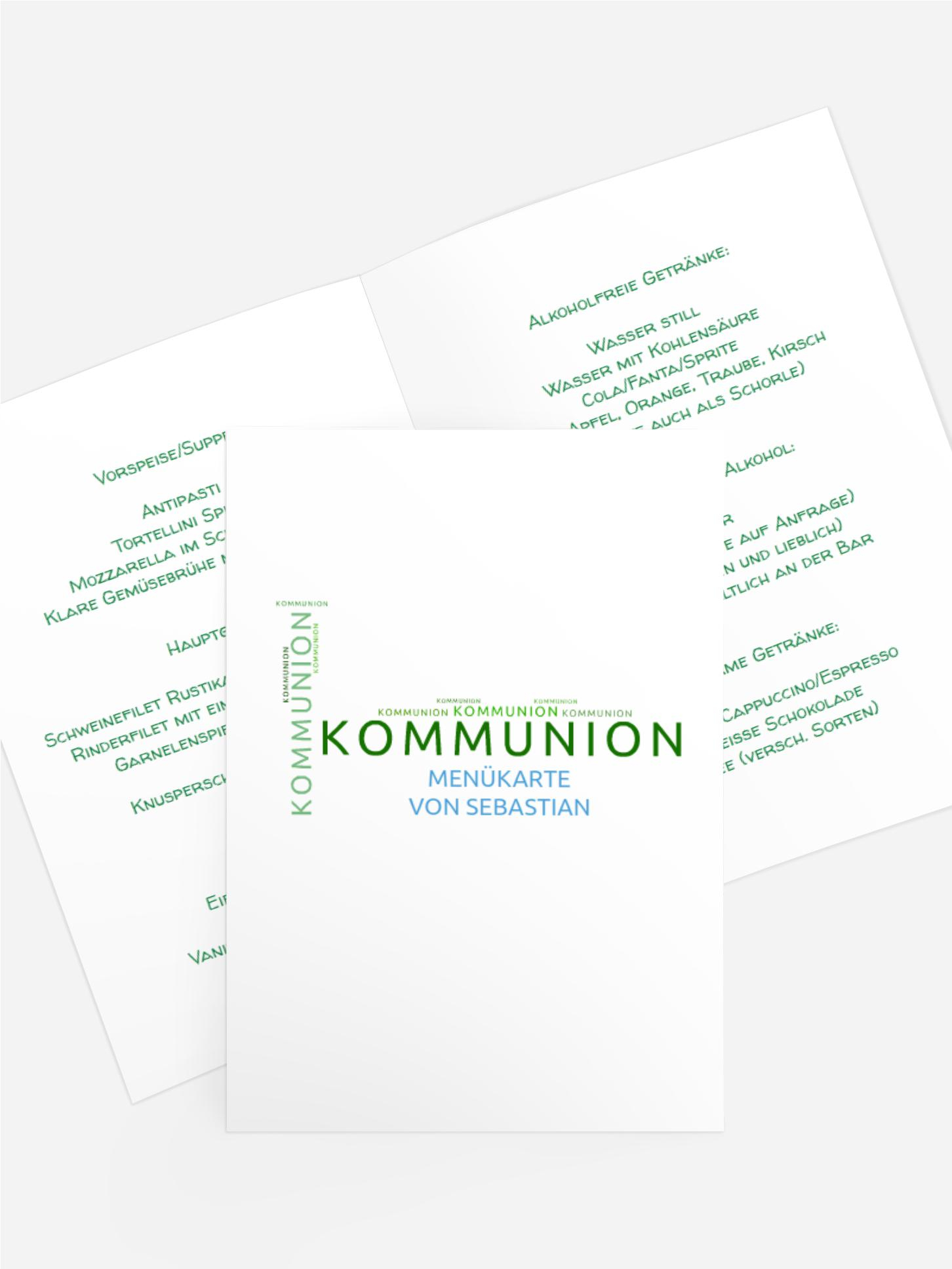 Menükarte Kommunion Script