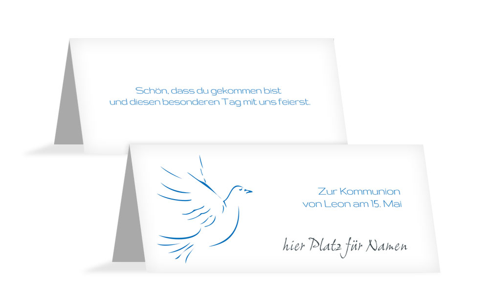 Tischkarte Kommunion Pigeon