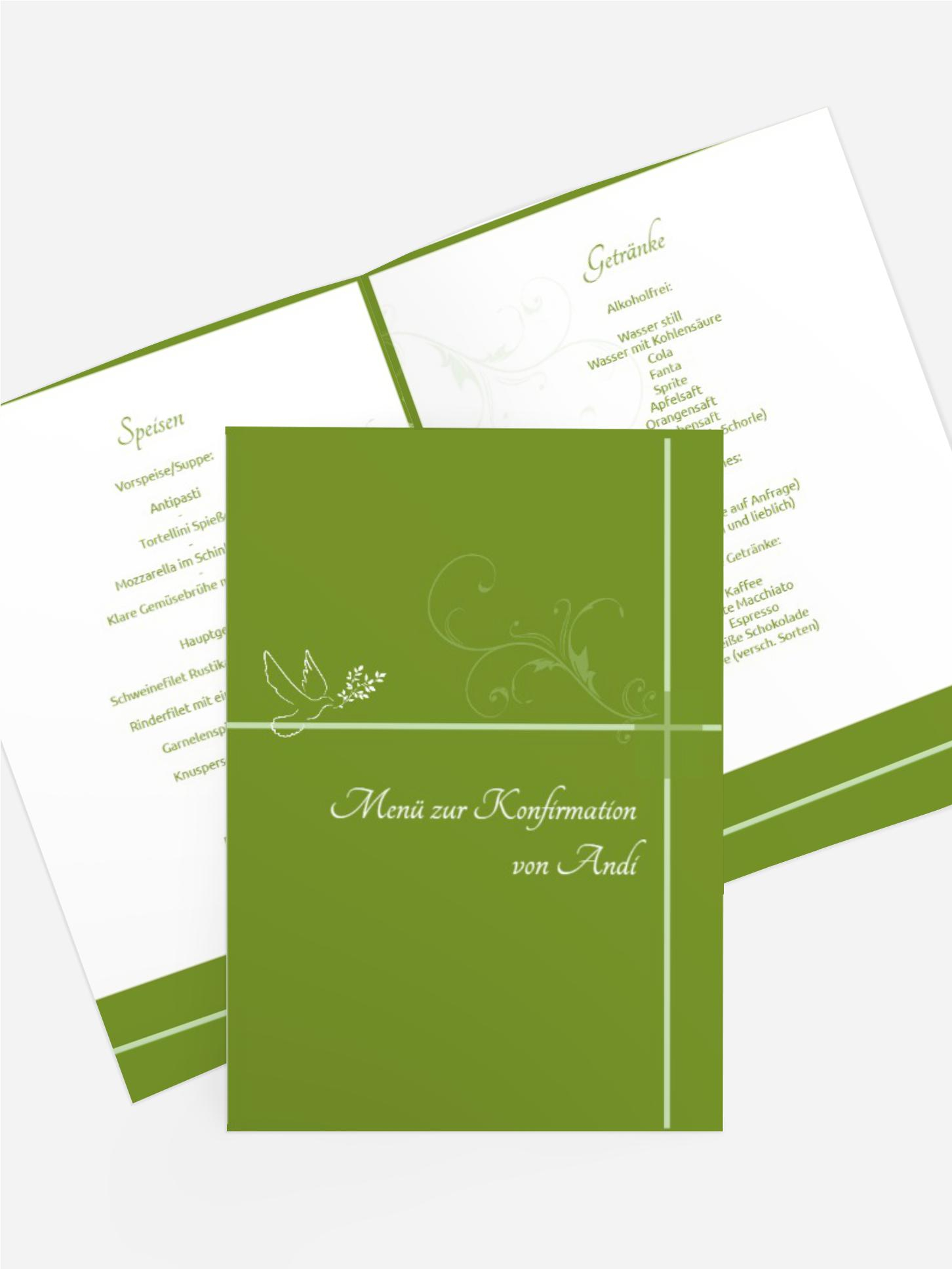 Menükarte zur Konfirmation floral