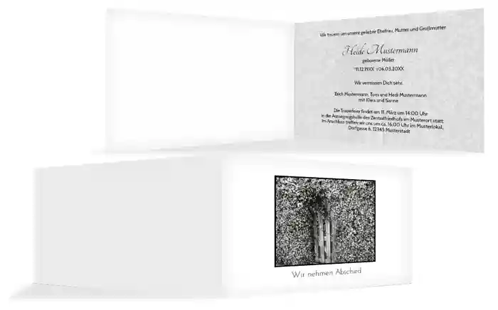 Trauerkarte Efeu quer