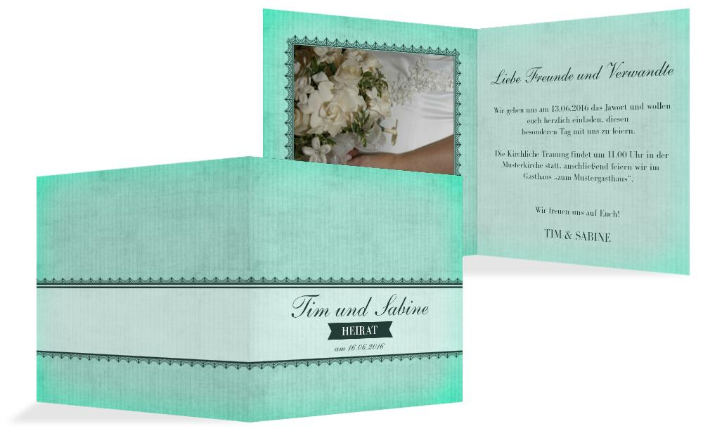 Hochzeitskarte Vintage Spitzenbordüre