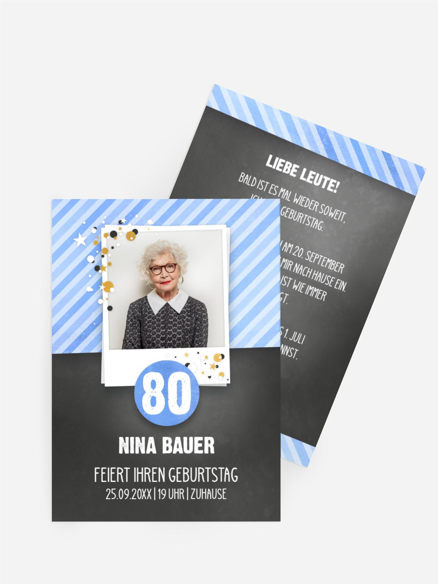 Geburtstagseinladung Konfetti 80