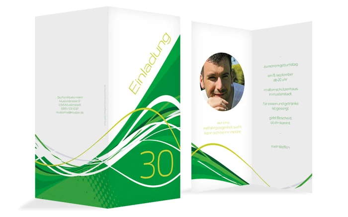 Einladungskarte Geburtstag Welle 30 Foto