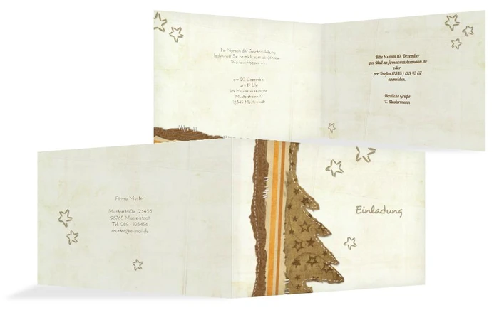 Weihnachts Einladungskarte geschäftlich Stoffbaum