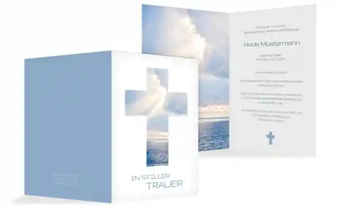 Trauerkarte Himmelskreuz hoch Trauerkarte Himmelskreuz hoch