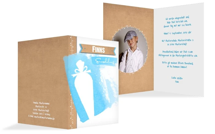 Karte zur Einschulung Schultüte Aquarell