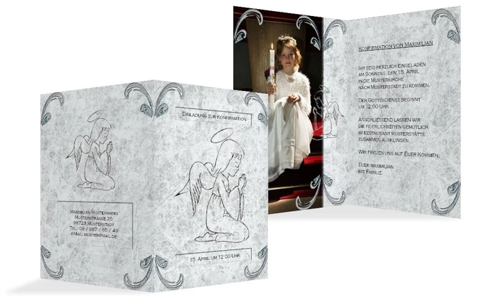 Einladung zur Konfirmation Relief-Engelchen Einladung zur Konfirmation Relief-Engelchen