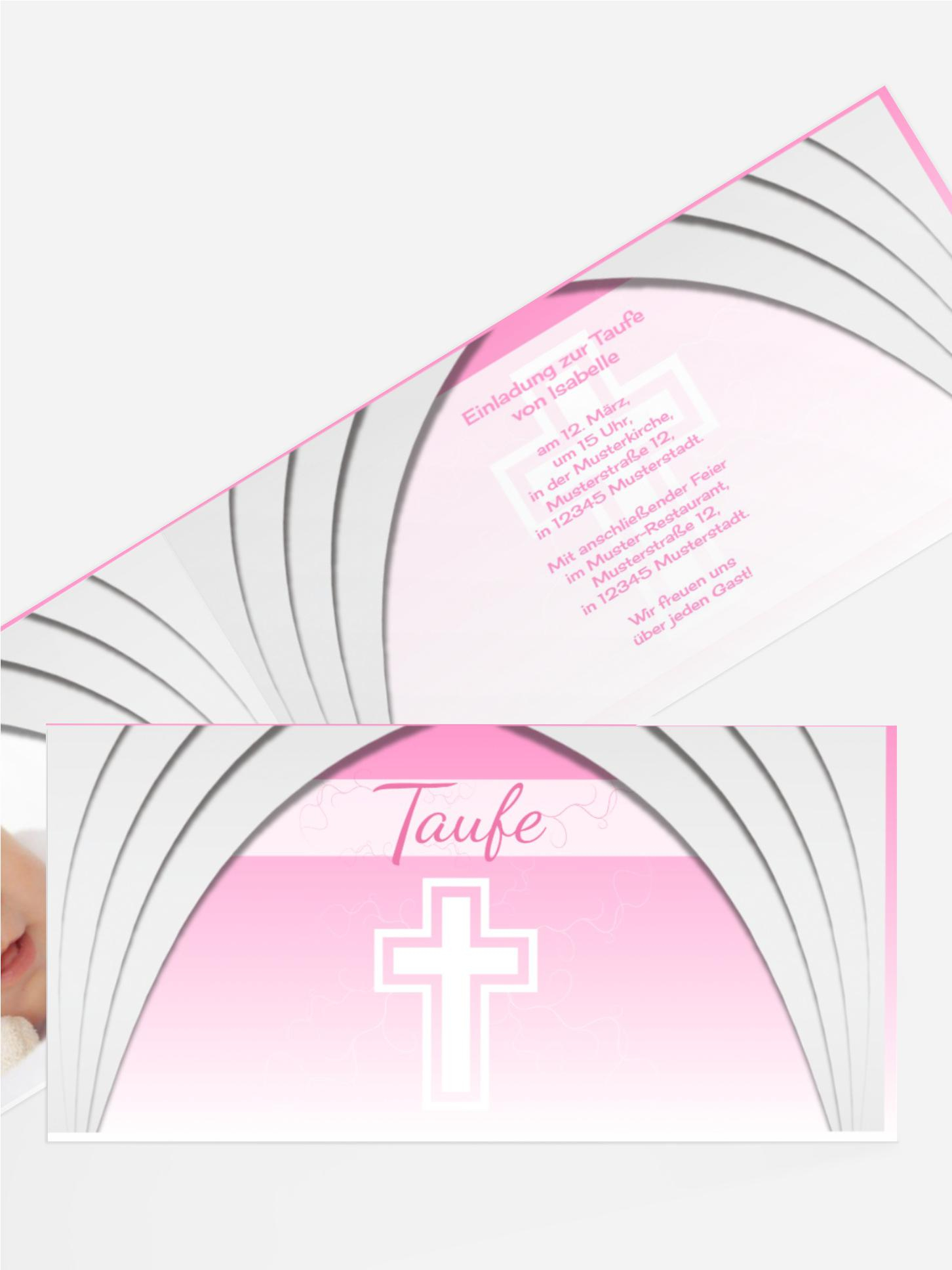 Einladungskarte Taufe Gotischer Bogen