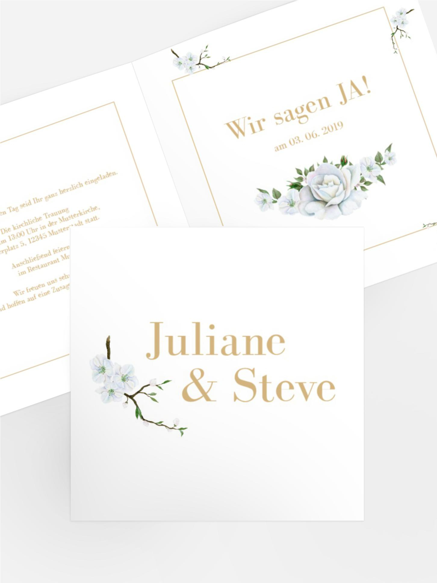 Hochzeitseinladung Weiße Rose