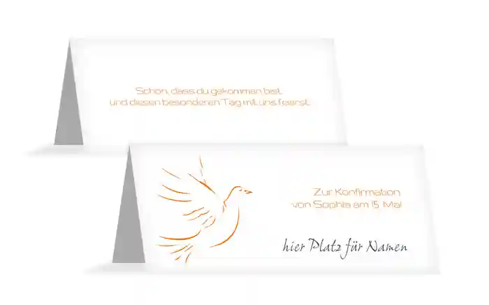 Tischkarte Konfirmation Pigeon