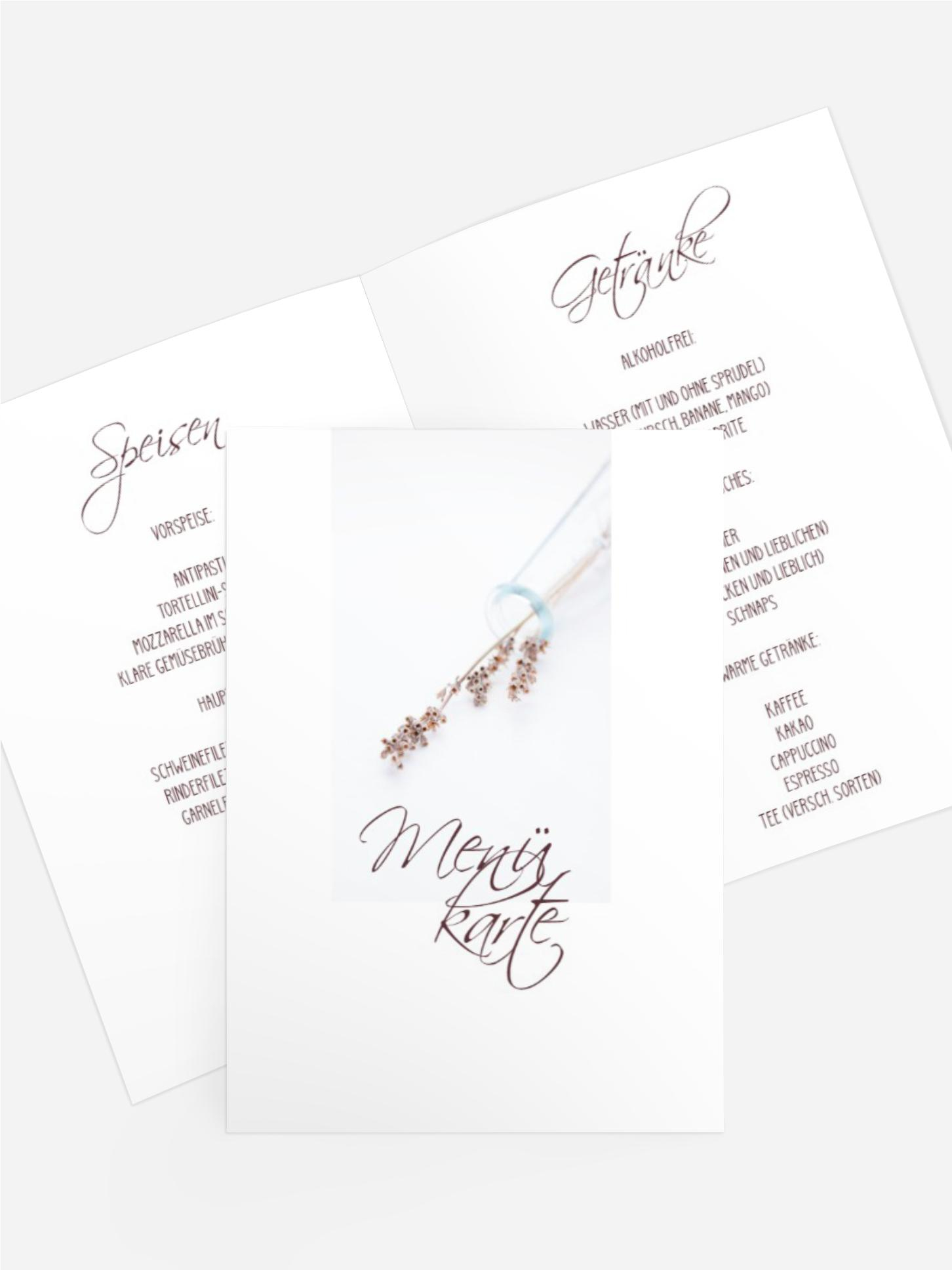 Menükarte Taufe Schriftart Tandem