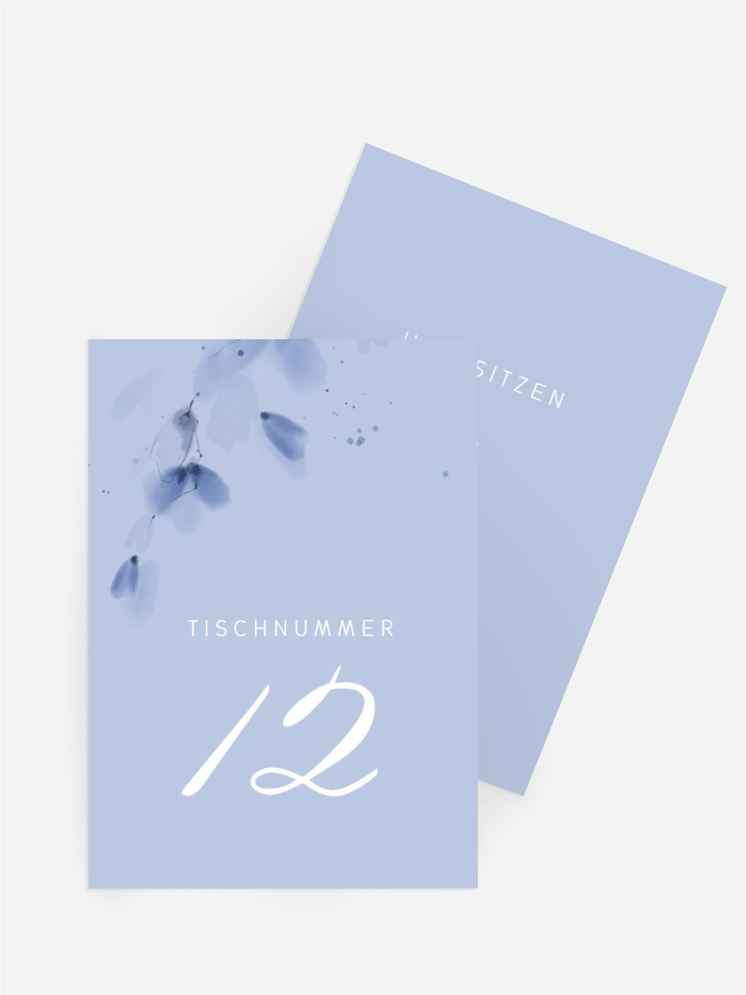 Tischnummer Hochzeit Aquarell Blätter
