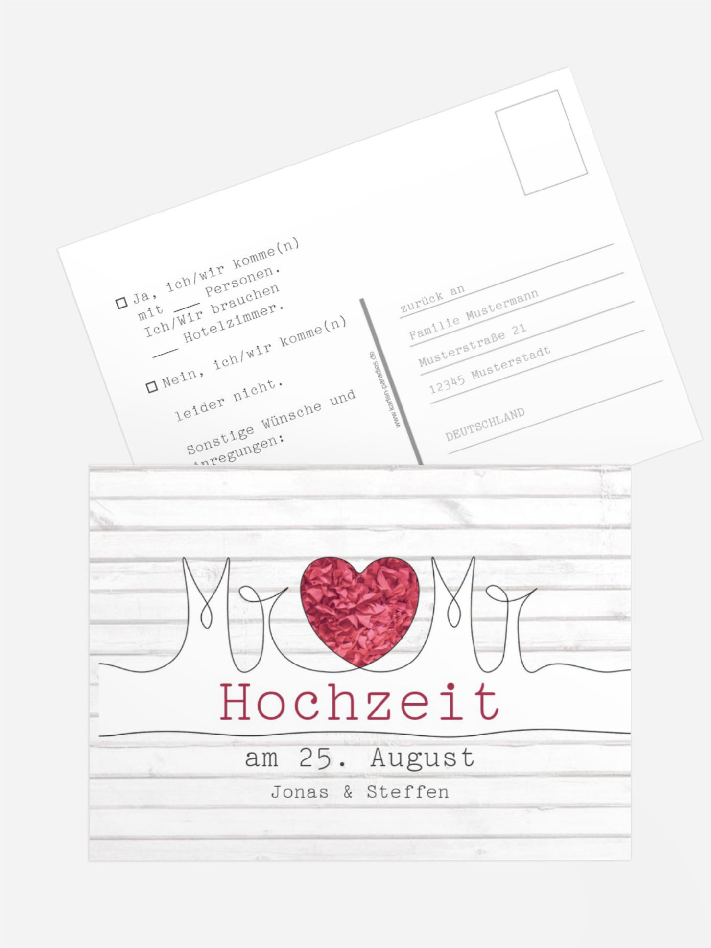 Antwortarte zur Hochzeit Mr+Mr