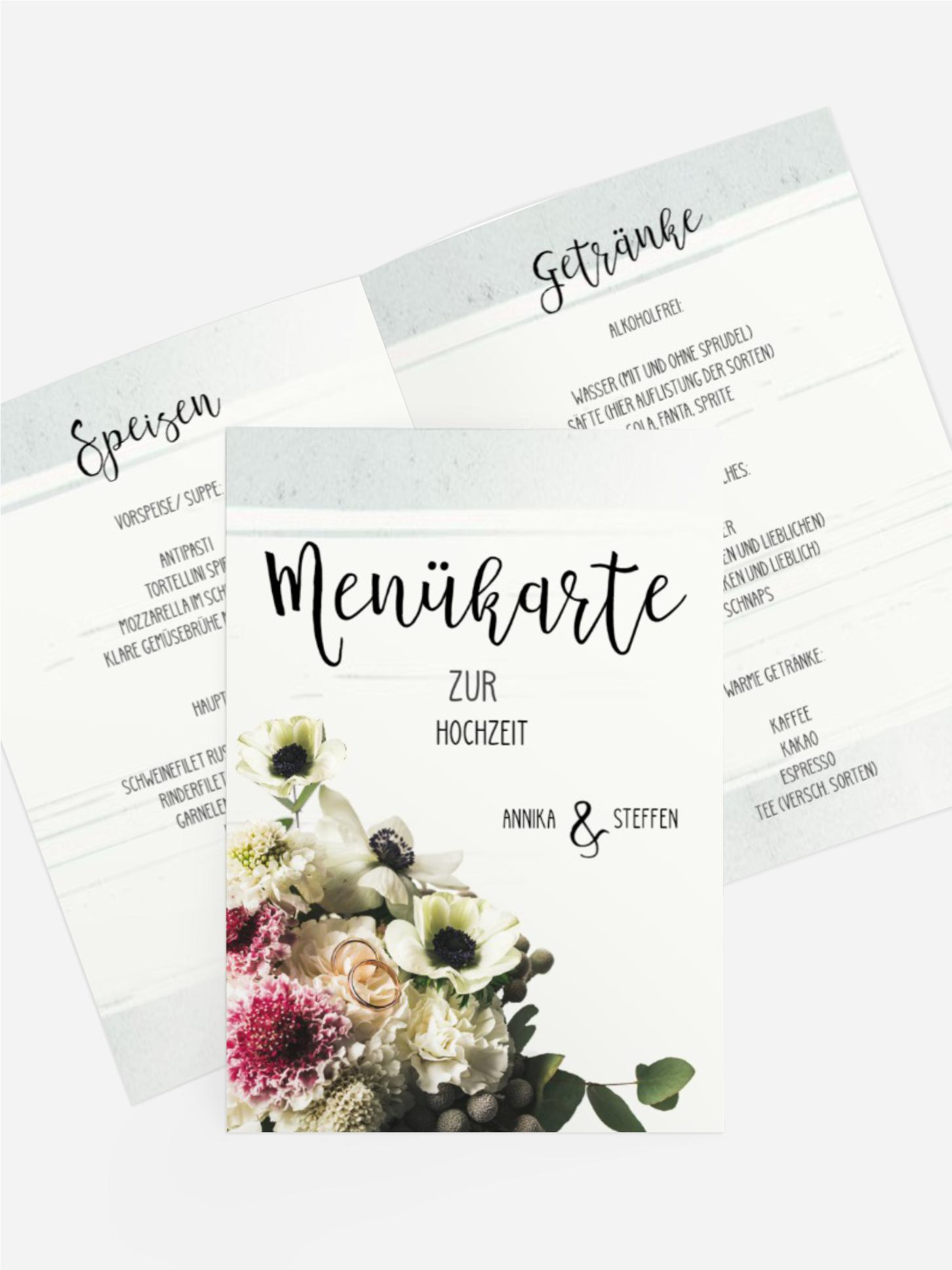 Menükarte Bouquet