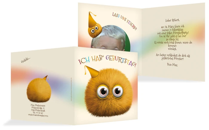 Geburtstagseinladung Flauschkugel Foto