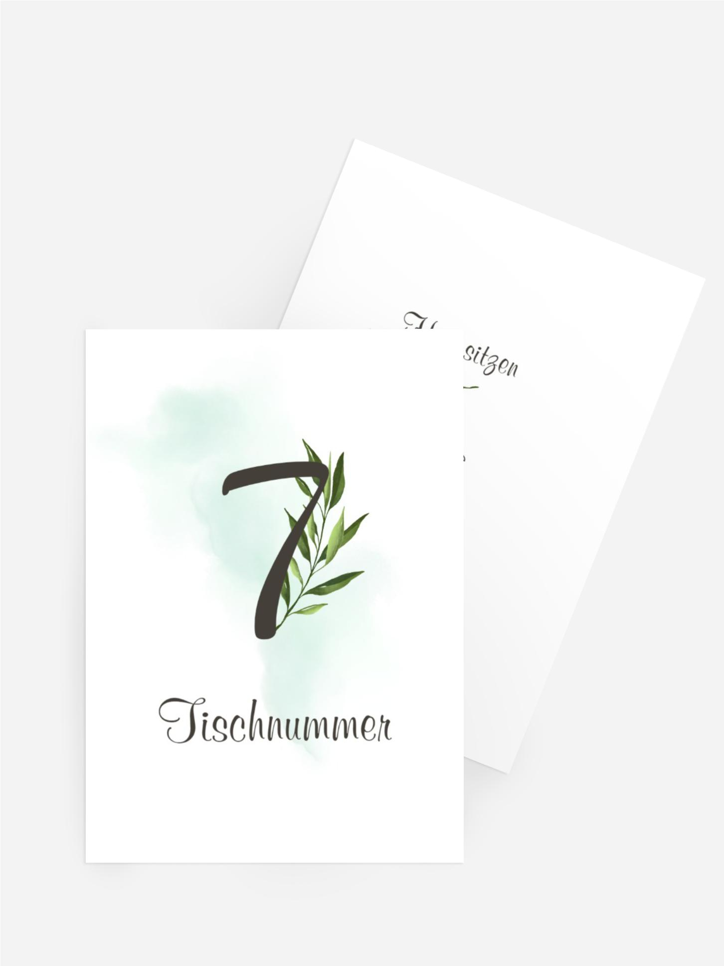 Tischnummer Hochzeit Grüner Zweig