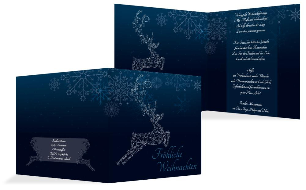 Weihnachtsgrußkarte Schnörkelhirsch Weihnachtsgrußkarte Schnörkelhirsch