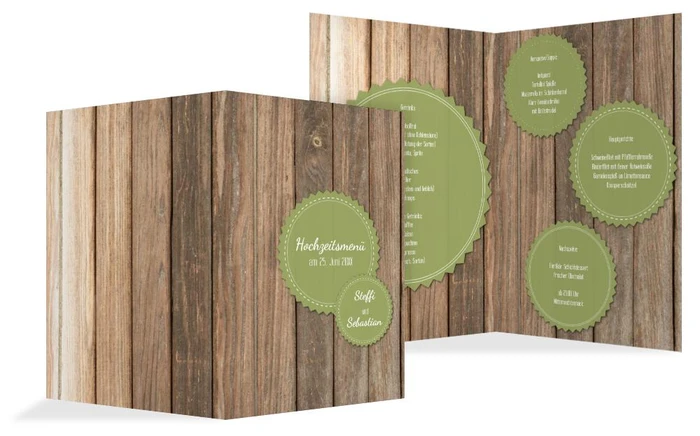 Menükarte zur Hochzeit Vintage Holz