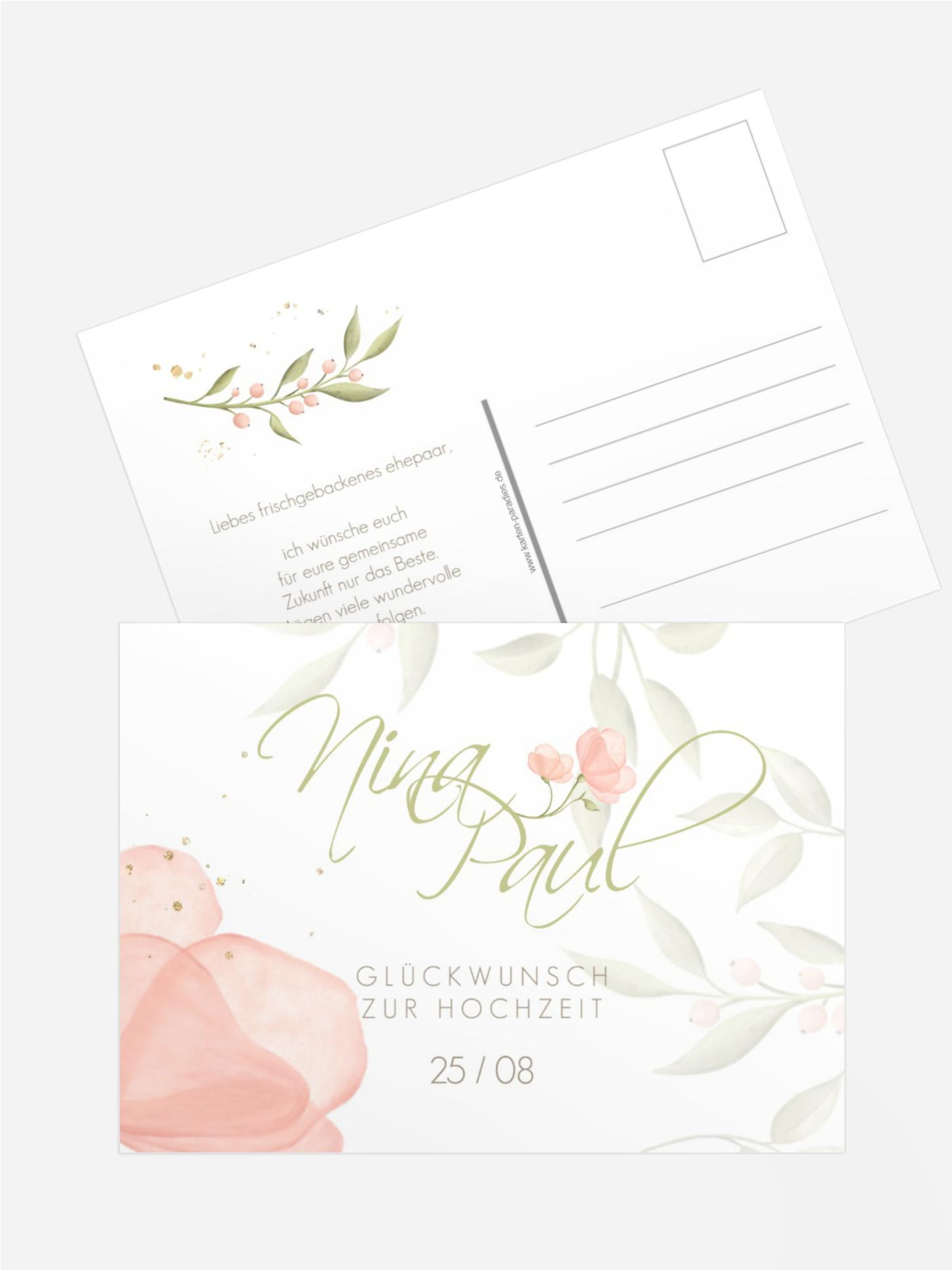 Glückwunschkarte zur Hochzeit Blümchenglück