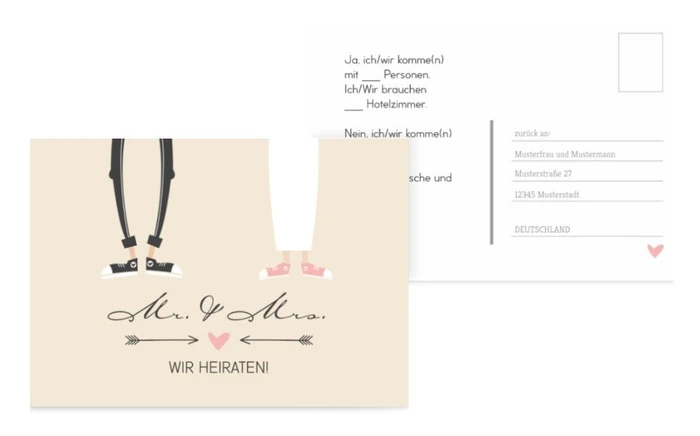 Antwortkarte zur Hochzeit Pärchen