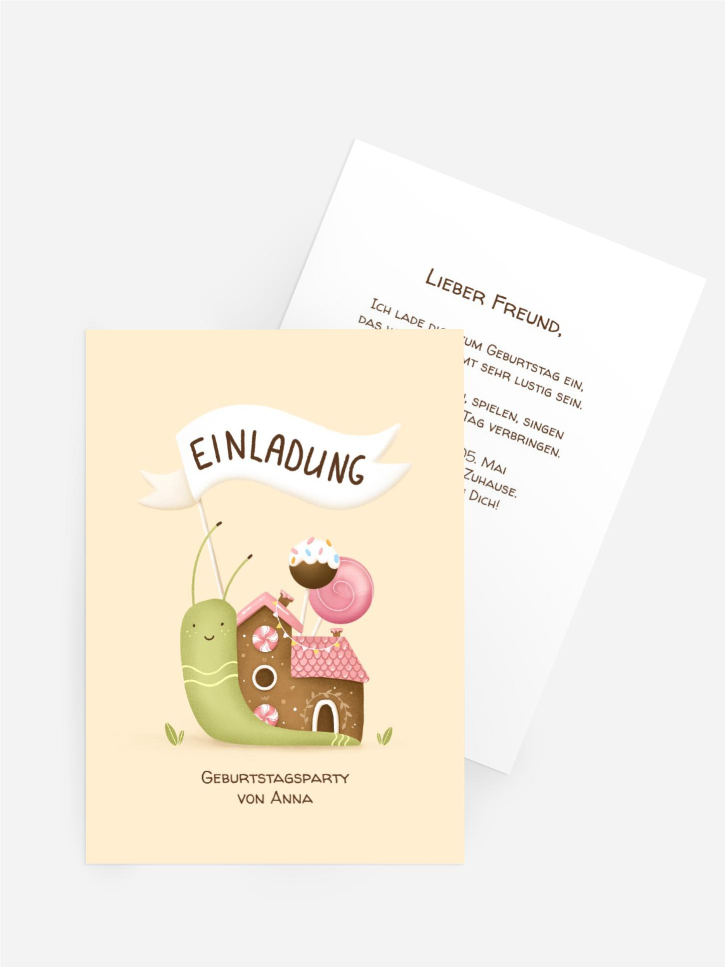 Kindergeburtstagseinladung Schnecke