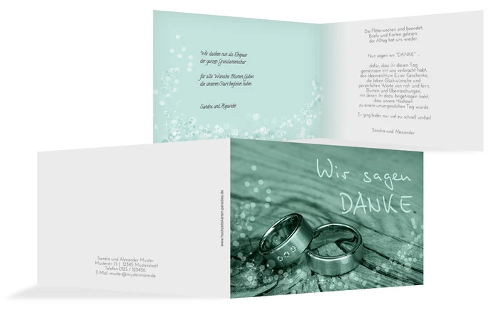 Dankeskarte Hochzeit Eheringe 2