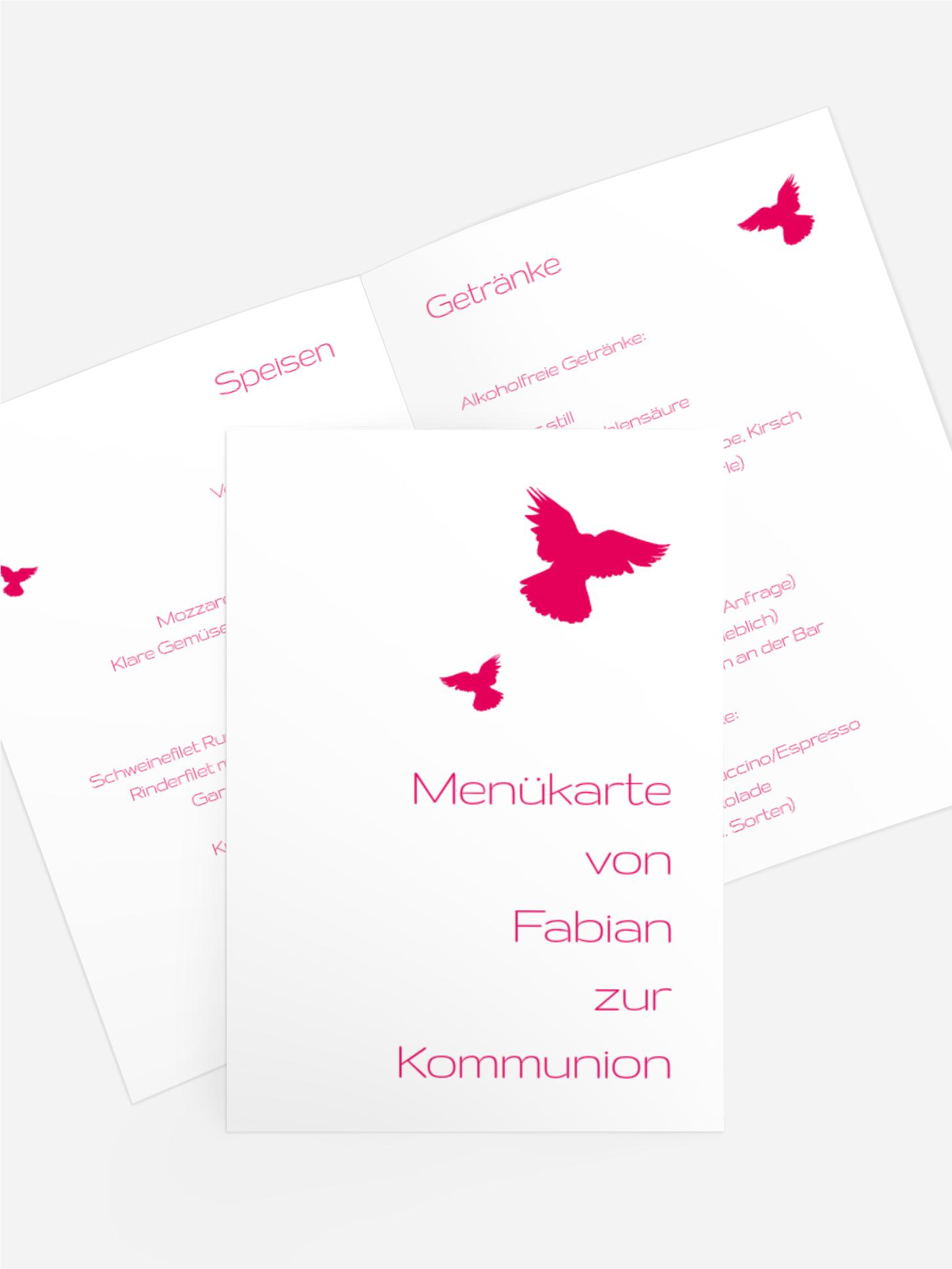Kommunion Menükarte Taube