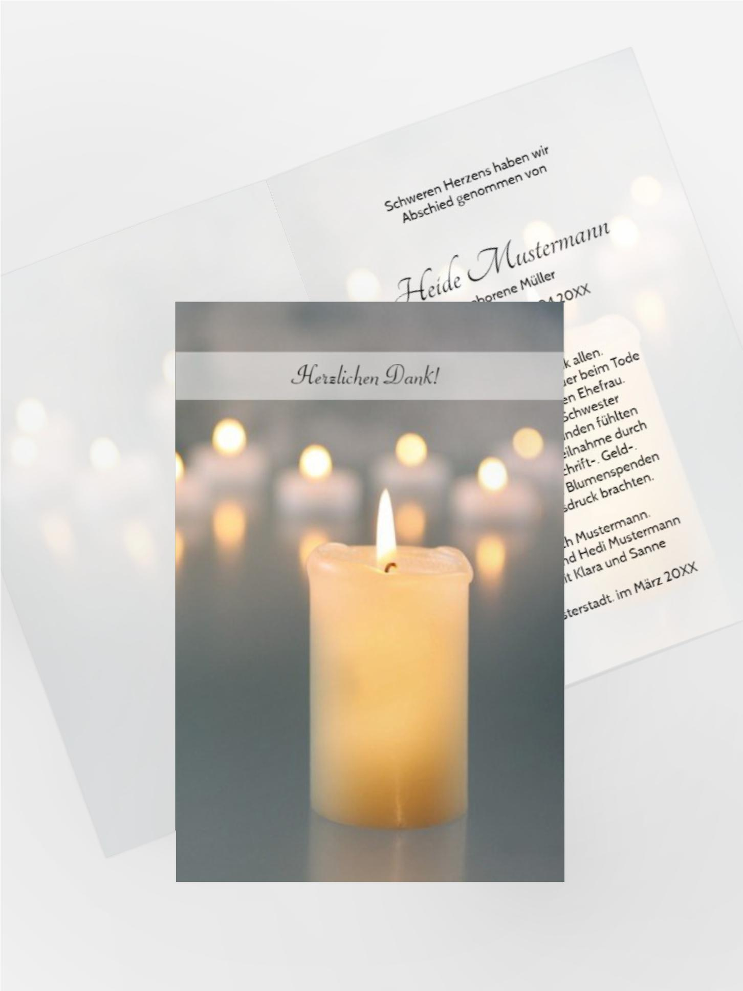 Dankeskarte Kerzenlichter hoch