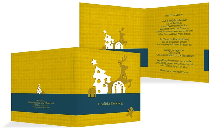 Weihnachtseinladung Geschäft Geschenke