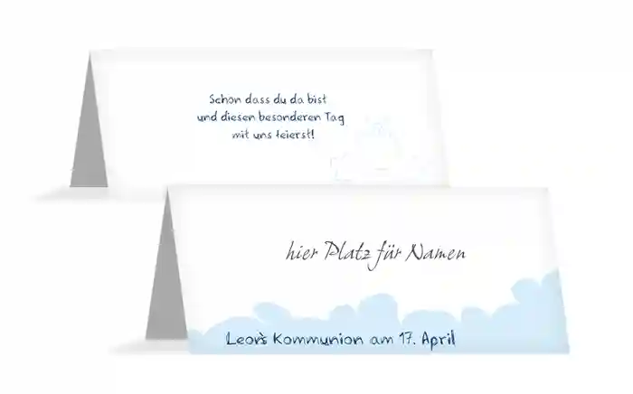 Tischkarte Kommunion Engelchen Jungs