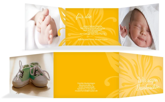 Dankeskarte Geburt Blume