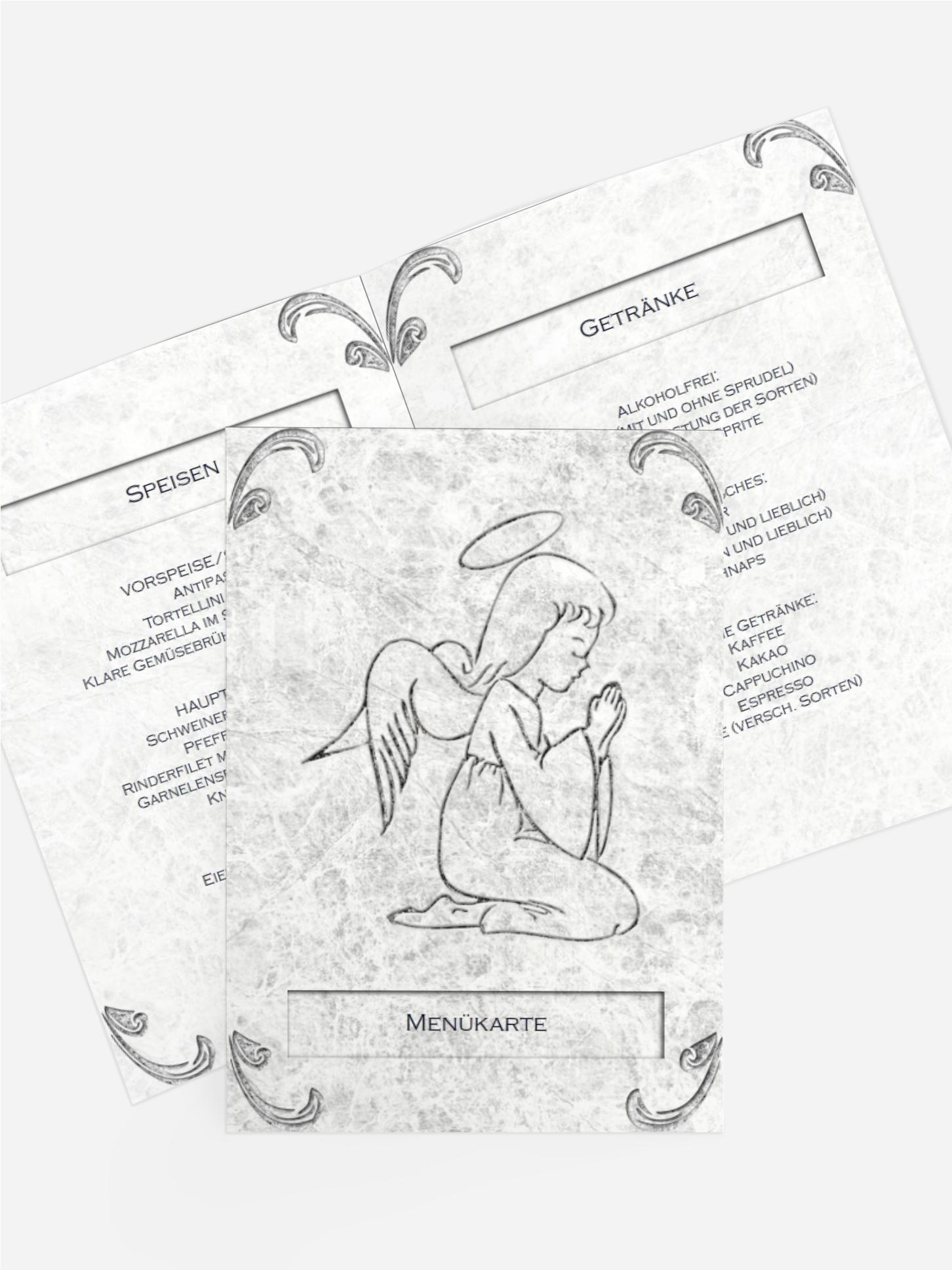 Menükarte zur Kommunion Relief-Engelchen