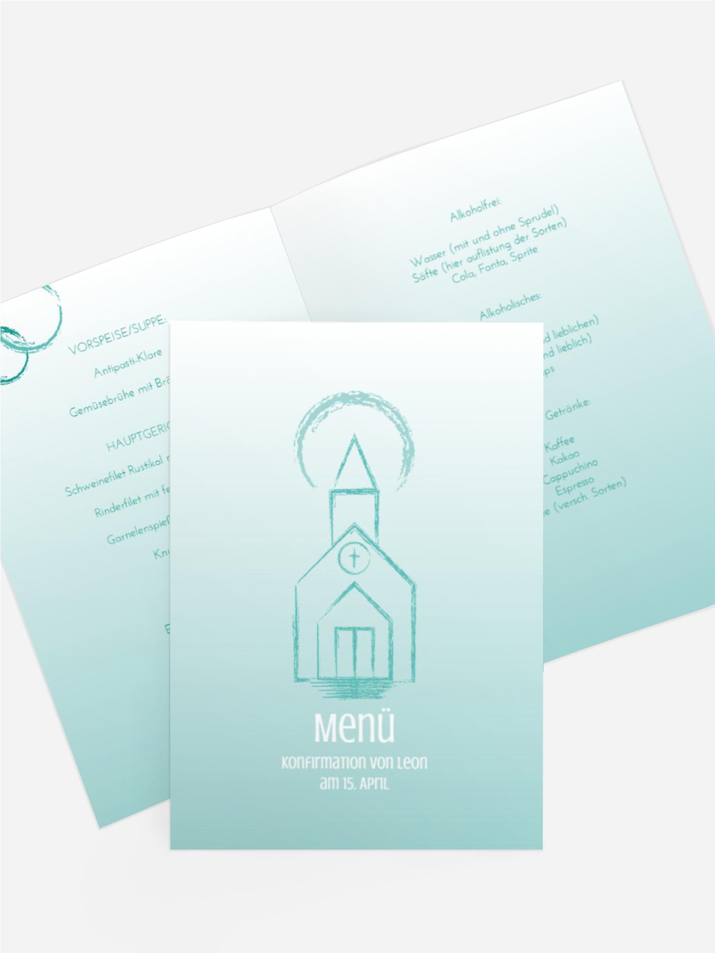 Menükarte Konfirmation Kirche