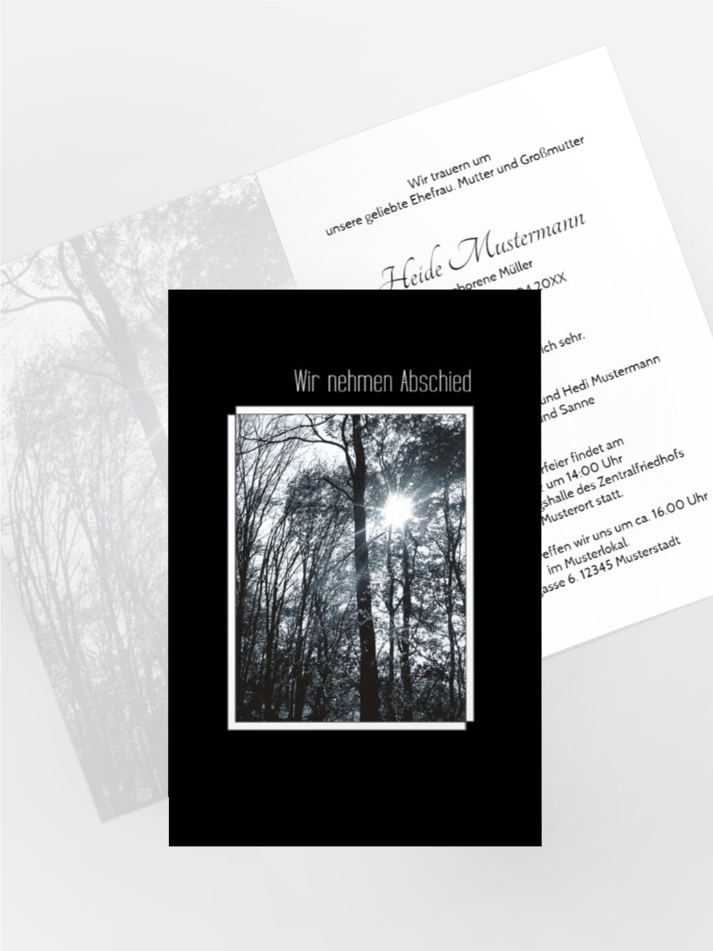 Trauerkarte Wald hoch