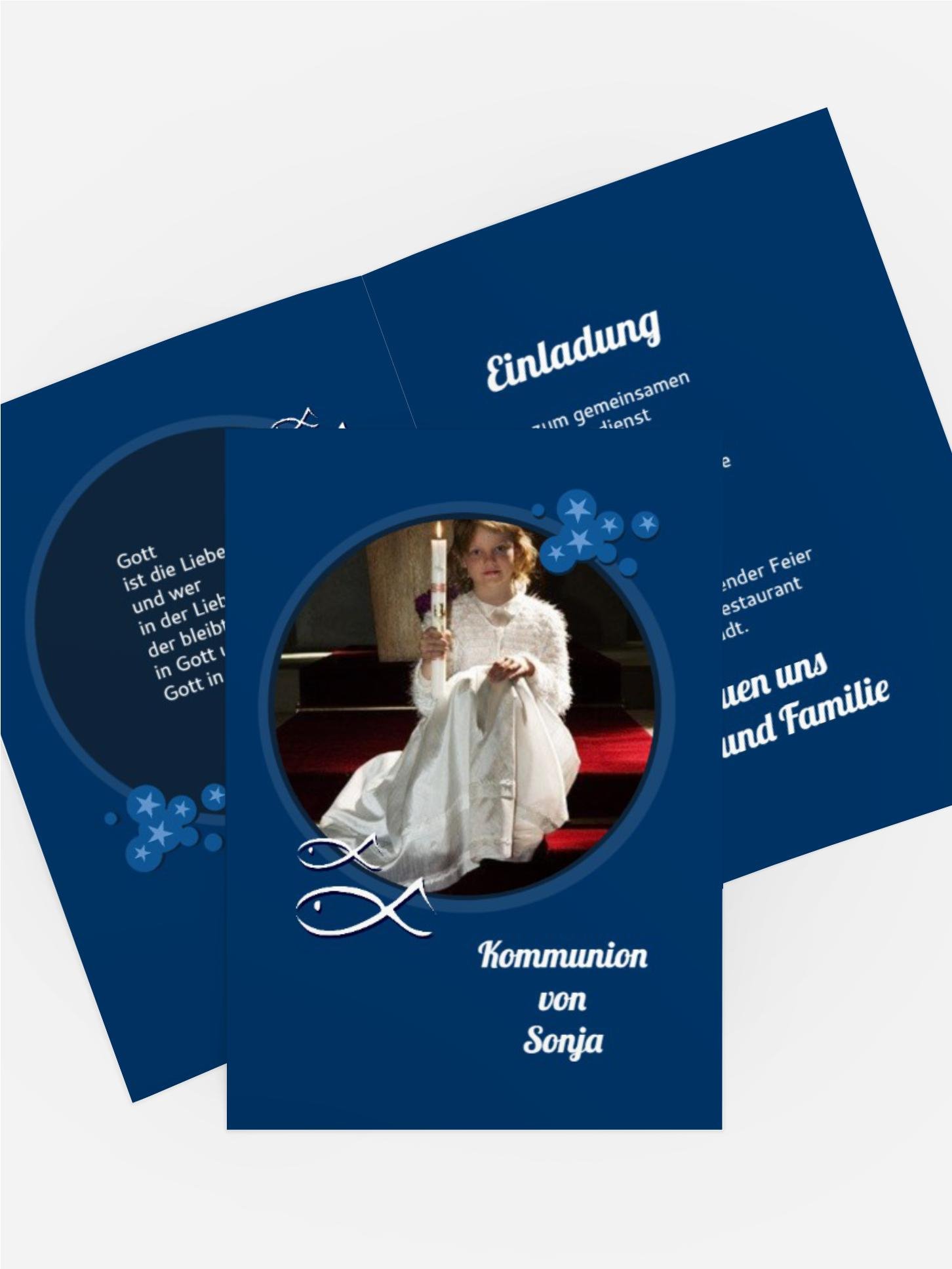 Einladungskarte Kommunion Star
