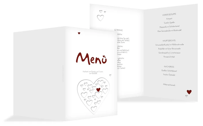 Menükarte Herzform