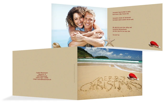 Weihnachtsgrußkarte Privat Strand