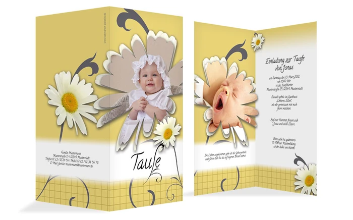 Einladungskarte Taufe Margeriten