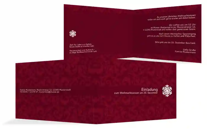 Weihnachtskarte Einladung Privat Flocke